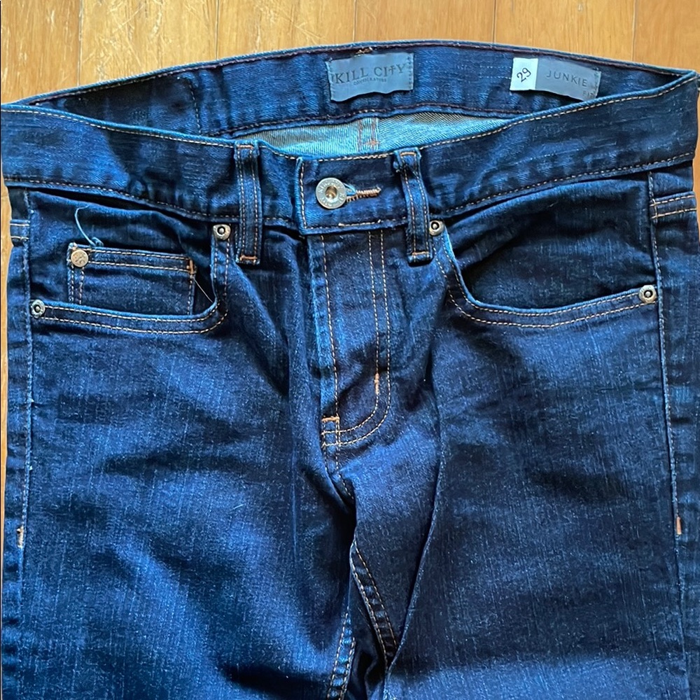 Kill City Vintage Denim Women's Straight Leg Jeans - Dark Blue - Picture 3 of 13
